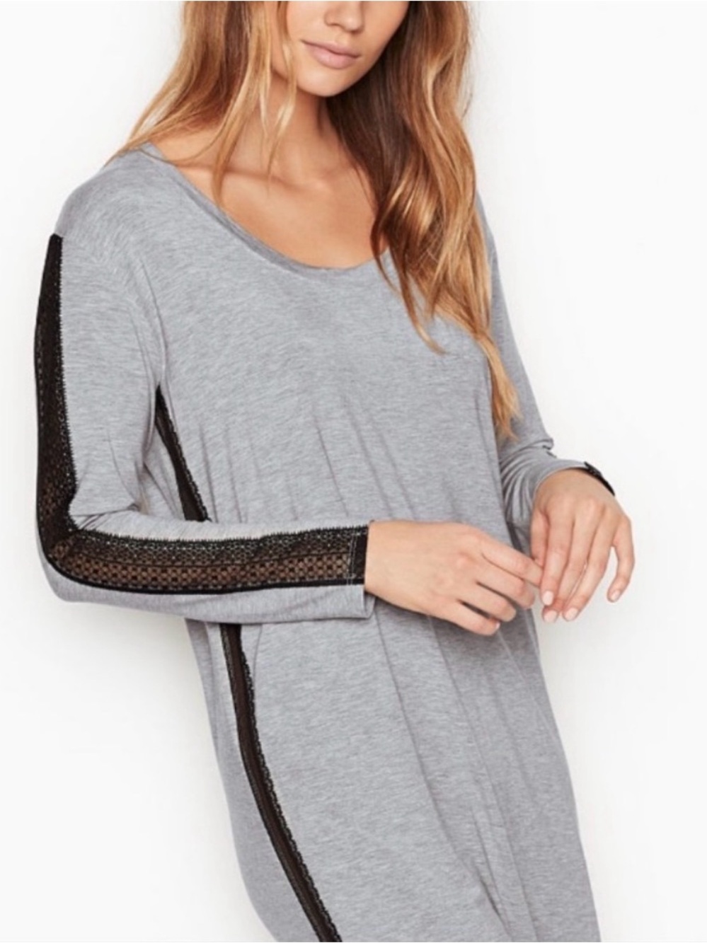 Victoria’s Secret Super Soft Modal Sleep Shirt | Gray & Black | XS
